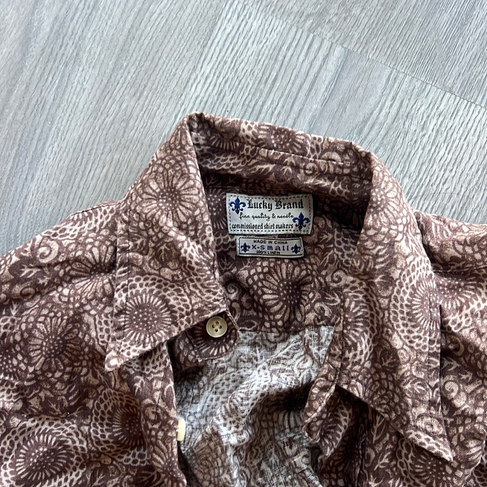 Vintage linen button down printed
